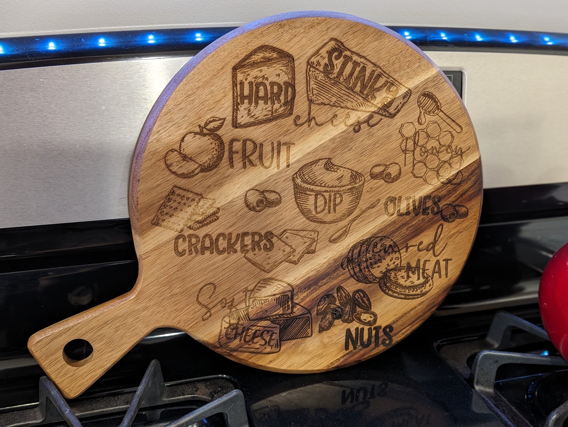 Round Acacia Charcuterie Serving Board - FrawstedCreations