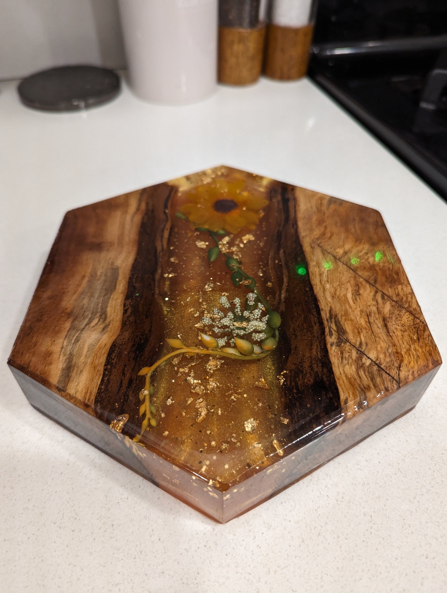 Golden Sunflower Resin Board- 6" Tall - FrawstedCreations