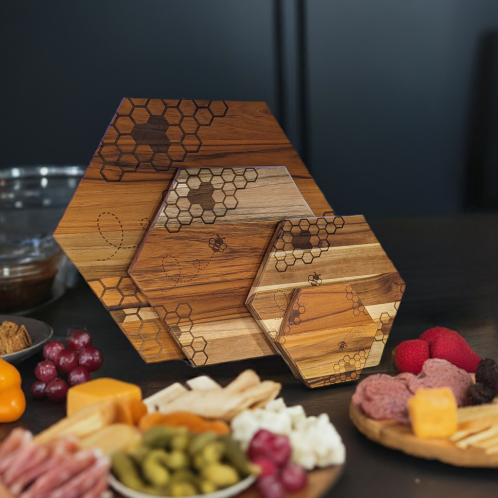 Honey and The Bee Hexagon Charcuterie and Cutting Board